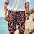 Pink And Yellow Leopard Print Men's Cargo Shorts