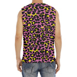 Pink And Yellow Leopard Print Men's Fitness Tank Top