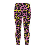 Pink And Yellow Leopard Print Men's leggings