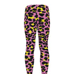 Pink And Yellow Leopard Print Men's leggings