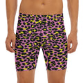 Pink And Yellow Leopard Print Men's Long Boxer Briefs