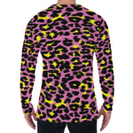 Pink And Yellow Leopard Print Men's Long Sleeve T-Shirt