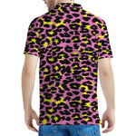 Pink And Yellow Leopard Print Men's Polo Shirt