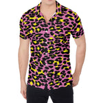 Pink And Yellow Leopard Print Men's Shirt