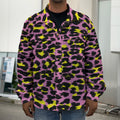 Pink And Yellow Leopard Print Men's Shirt Jacket