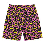 Pink And Yellow Leopard Print Men's Swim Trunks
