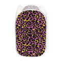 Pink And Yellow Leopard Print Mesh Laundry Hamper