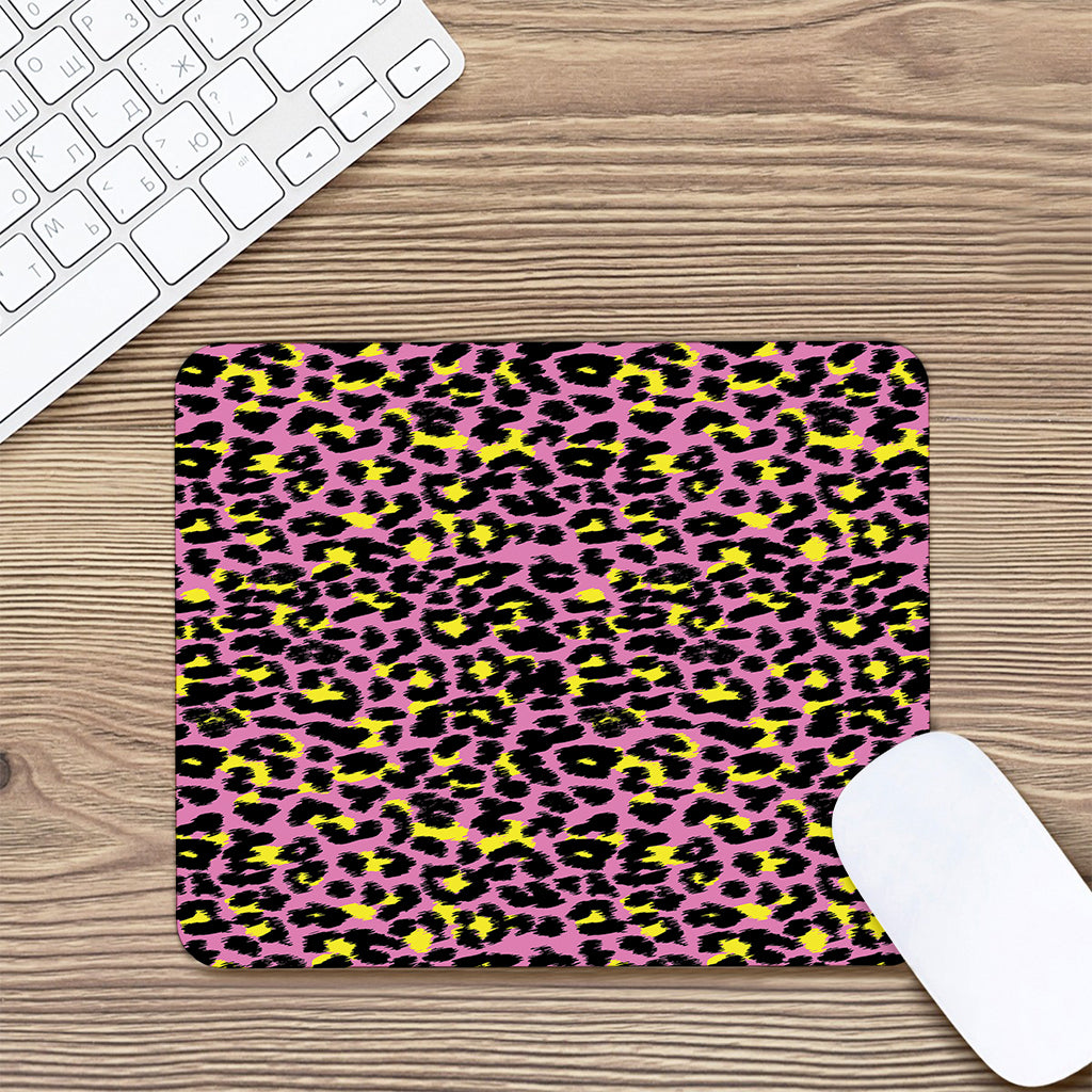 Pink And Yellow Leopard Print Mouse Pad