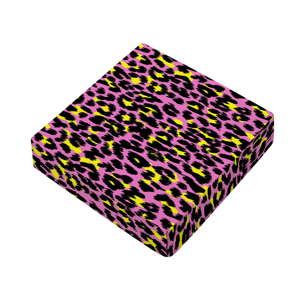 Pink And Yellow Leopard Print Outdoor Seat Cushion Cover