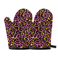 Pink And Yellow Leopard Print Oven Mitts