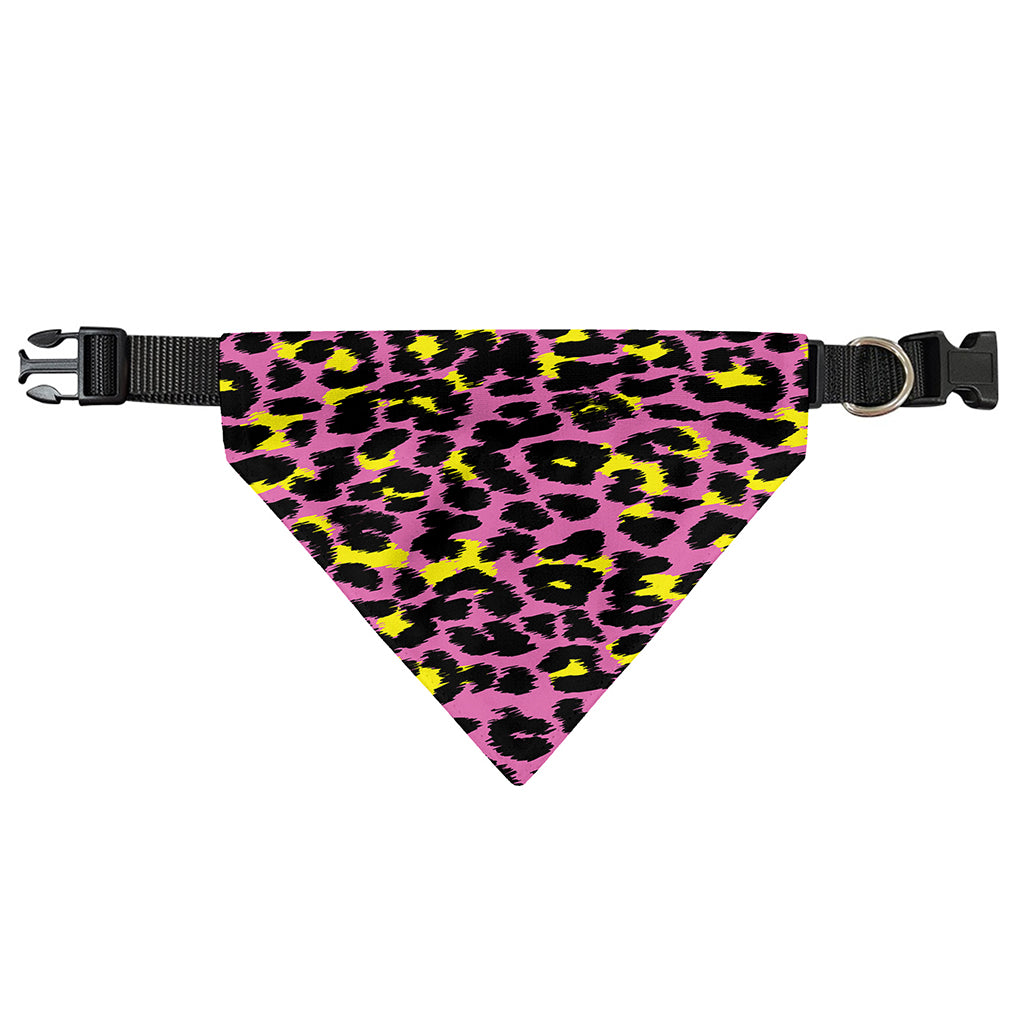 Pink And Yellow Leopard Print Over The Collar Dog Bandana