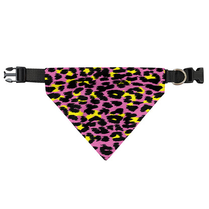 Pink And Yellow Leopard Print Over The Collar Dog Bandana
