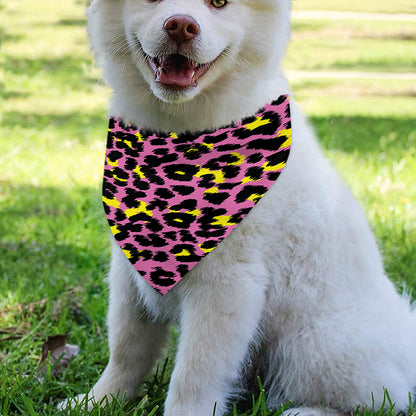 Pink And Yellow Leopard Print Over The Collar Dog Bandana