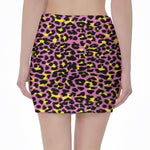Pink And Yellow Leopard Print Pencil Mini Skirt