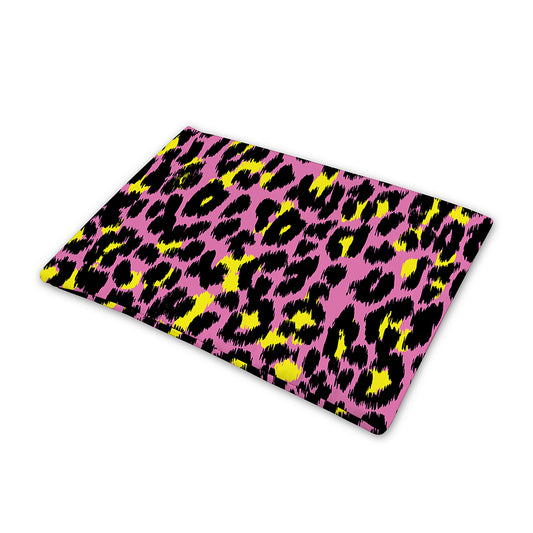 Pink And Yellow Leopard Print Pet Cooling Mat Cover