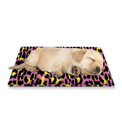 Pink And Yellow Leopard Print Pet Cooling Mat Cover