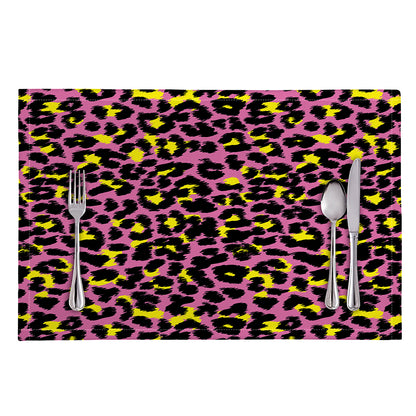 Pink And Yellow Leopard Print Placemat