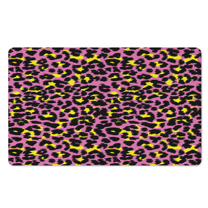 Pink And Yellow Leopard Print Polyester Doormat