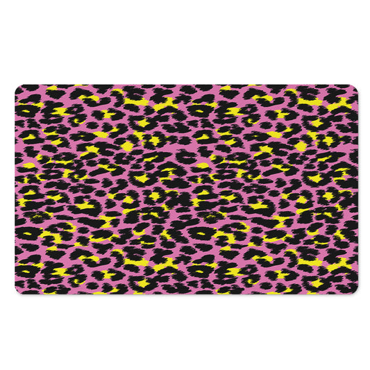 Pink And Yellow Leopard Print Polyester Doormat