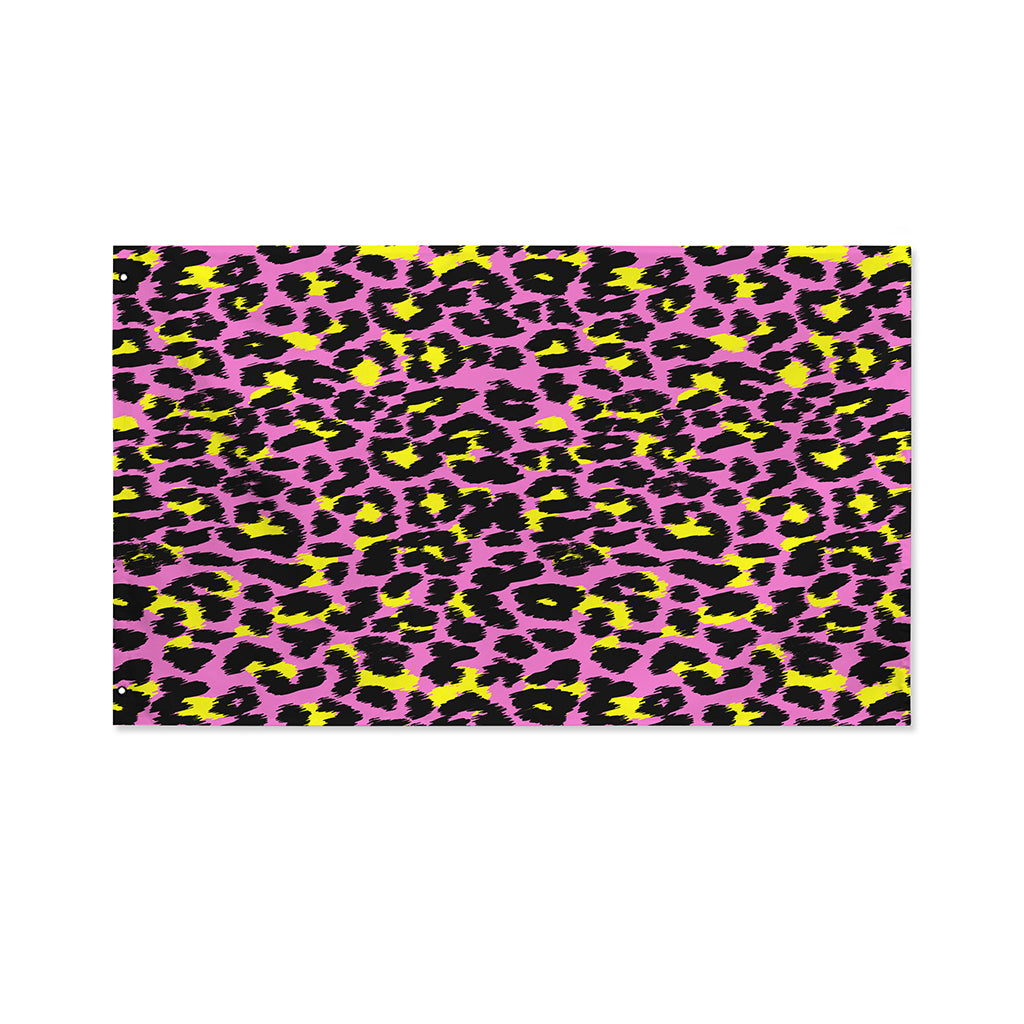 Pink And Yellow Leopard Print Polyester Flag