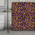 Pink And Yellow Leopard Print Polyester Shower Curtain