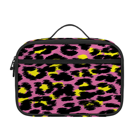 Pink And Yellow Leopard Print Portable Lunch Bag