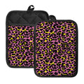 Pink And Yellow Leopard Print Pot Holders With Pocket