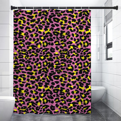 Pink And Yellow Leopard Print Premium Shower Curtain