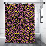 Pink And Yellow Leopard Print Premium Shower Curtain