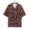 Pink And Yellow Leopard Print Rayon Hawaiian Shirt