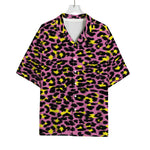 Pink And Yellow Leopard Print Rayon Hawaiian Shirt
