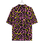 Pink And Yellow Leopard Print Rayon Hawaiian Shirt