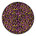 Pink And Yellow Leopard Print Round Floor Mat