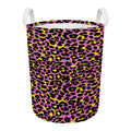 Pink And Yellow Leopard Print Round Laundry Basket