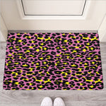 Pink And Yellow Leopard Print Rubber Doormat