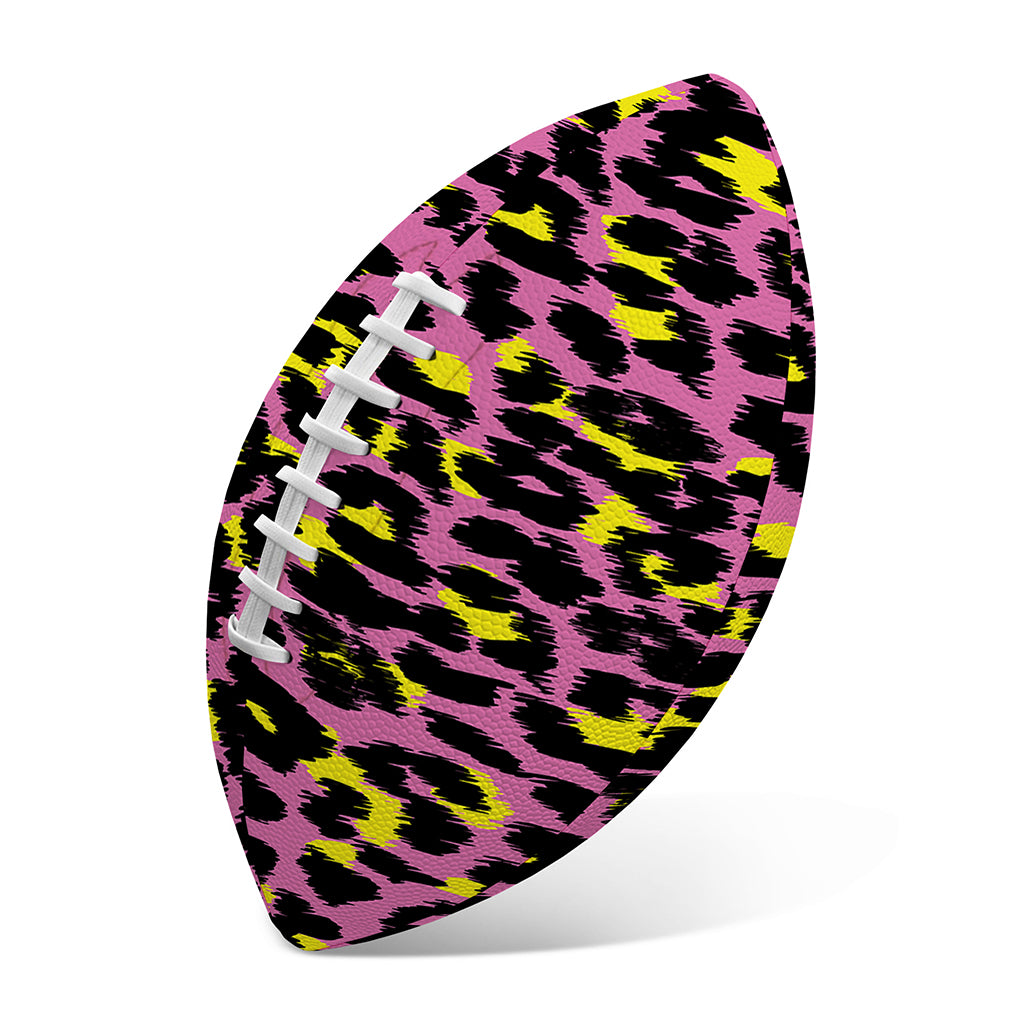 Pink And Yellow Leopard Print Rugby Ball