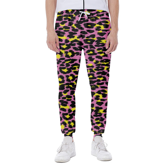 Pink And Yellow Leopard Print Scuba Joggers
