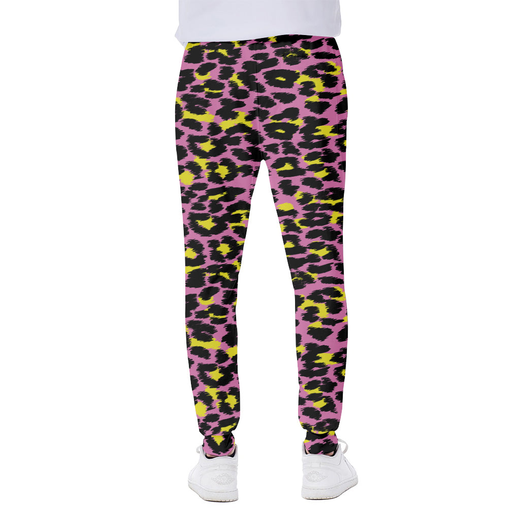 Pink And Yellow Leopard Print Scuba Joggers