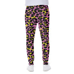 Pink And Yellow Leopard Print Scuba Joggers