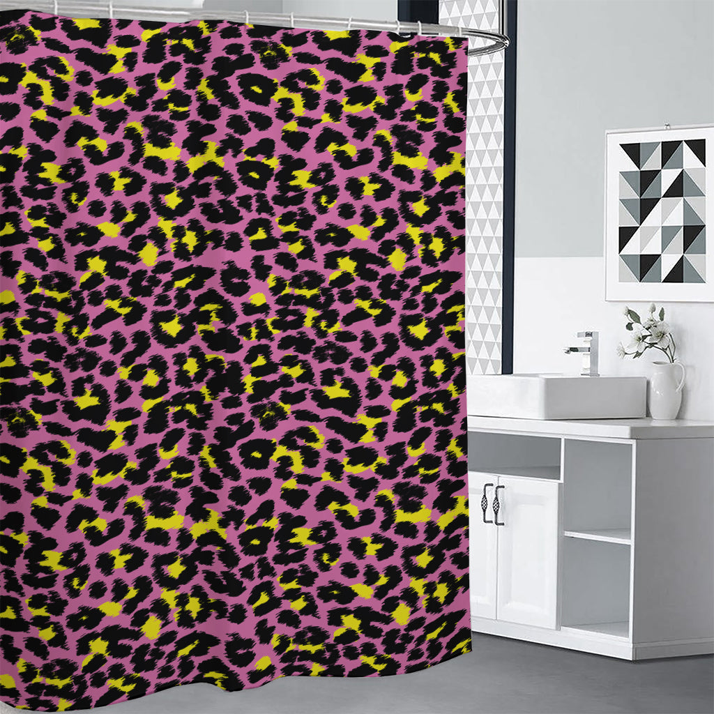 Pink And Yellow Leopard Print Shower Curtain