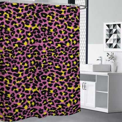 Pink And Yellow Leopard Print Shower Curtain