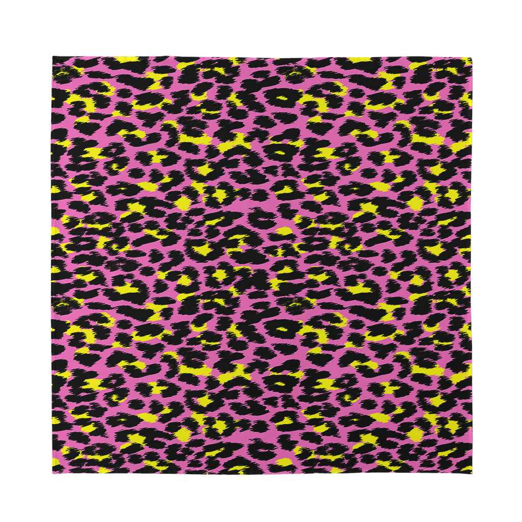 Pink And Yellow Leopard Print Silk Bandana