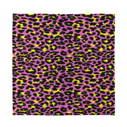 Pink And Yellow Leopard Print Silk Bandana