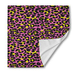 Pink And Yellow Leopard Print Silk Bandana