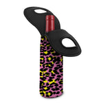Pink And Yellow Leopard Print Single Neoprene Wine Tote