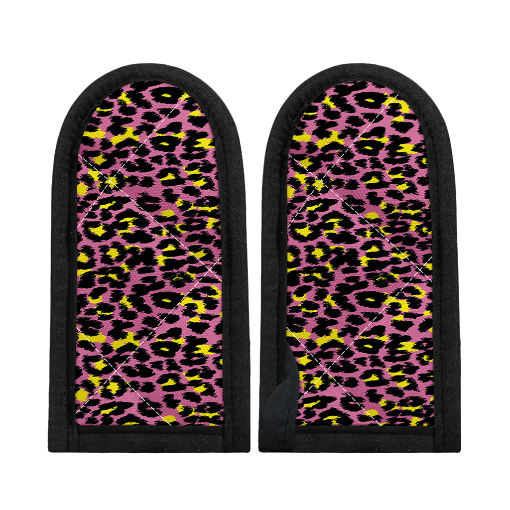 Pink And Yellow Leopard Print Skillet Handle Cover