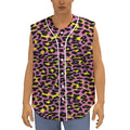 Pink And Yellow Leopard Print Sleeveless Baseball Jersey