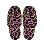 Pink And Yellow Leopard Print Slippers