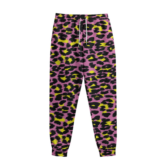 Pink And Yellow Leopard Print Sweatpants