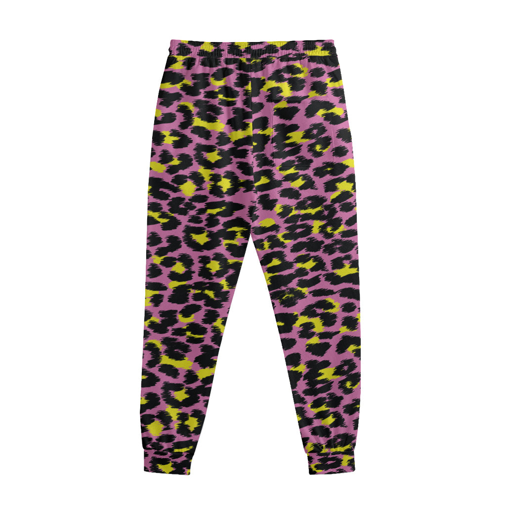 Pink And Yellow Leopard Print Sweatpants
